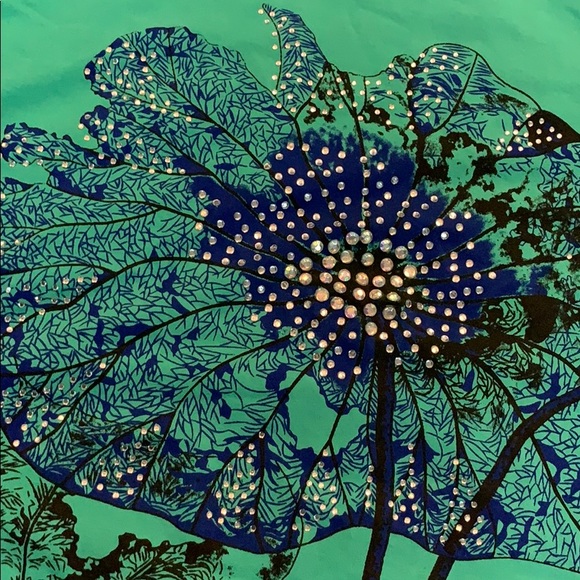 Turquoise Women’s Floral Blouse/Top - Picture 2 of 8